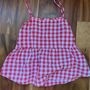 red gingham peplum tank top